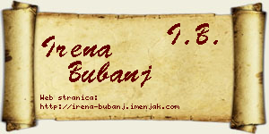 Irena Bubanj vizit kartica